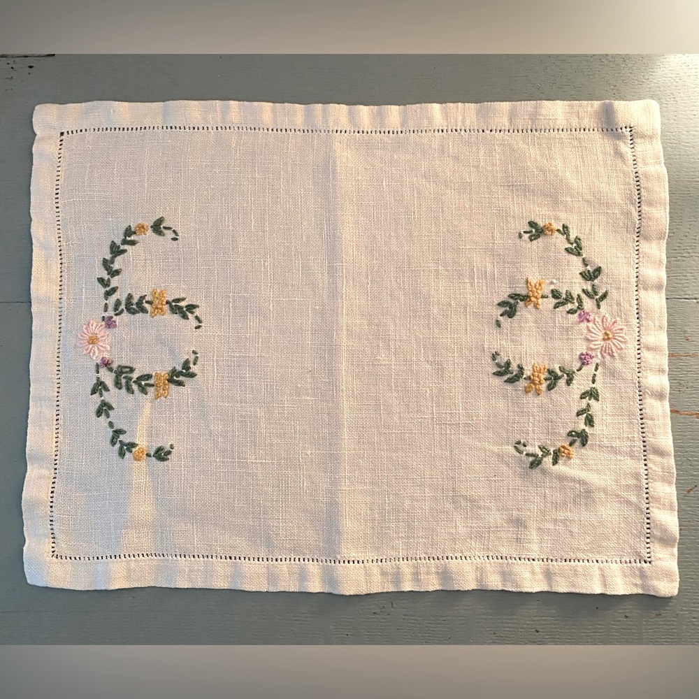 Vintage Cotton Embroidered Doily